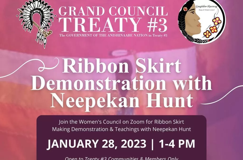 Ribbon Skirt Demonstration with Neepekan Hunt on January 28, 2023 between 1pm - 4pm